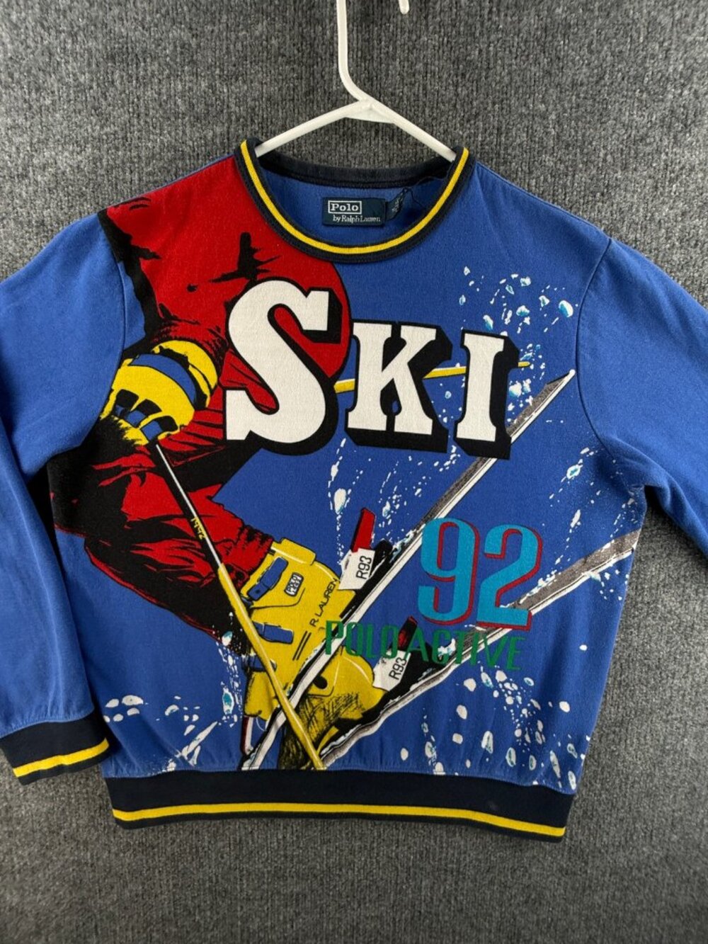Polo Ralph Lauren Active Ski 92 Winter Sweatshirt Graphic Men Blue Fleece Lined